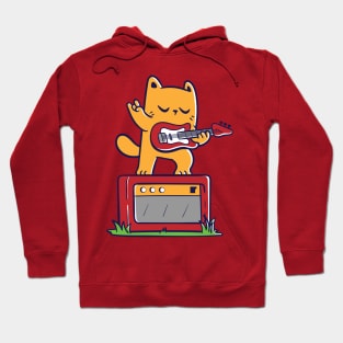 Cat and Electric Guitar Hoodie